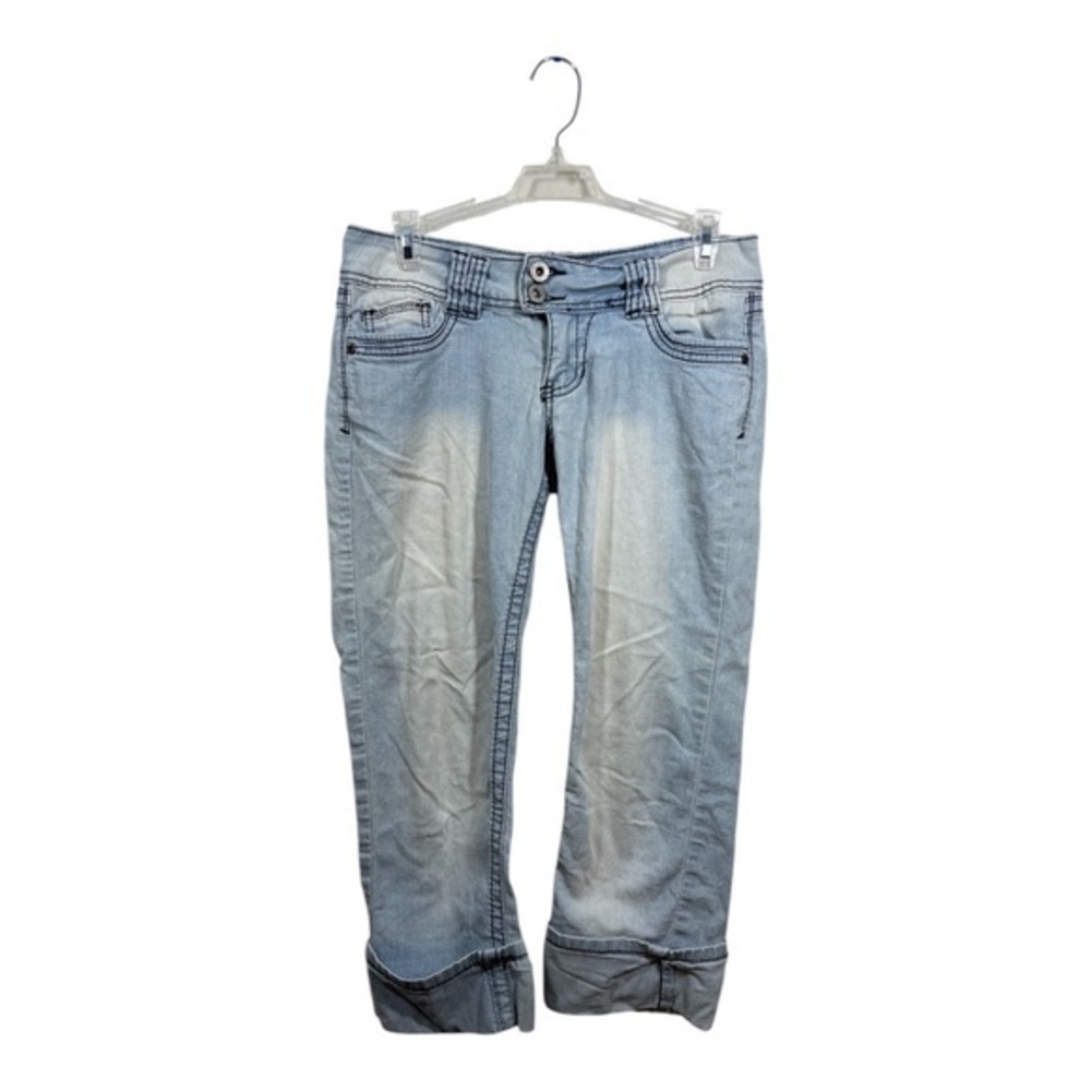Bongo Womens Capri Jeans Size 7 Light Wash Low Rise Straight Leg Y2K Contrast